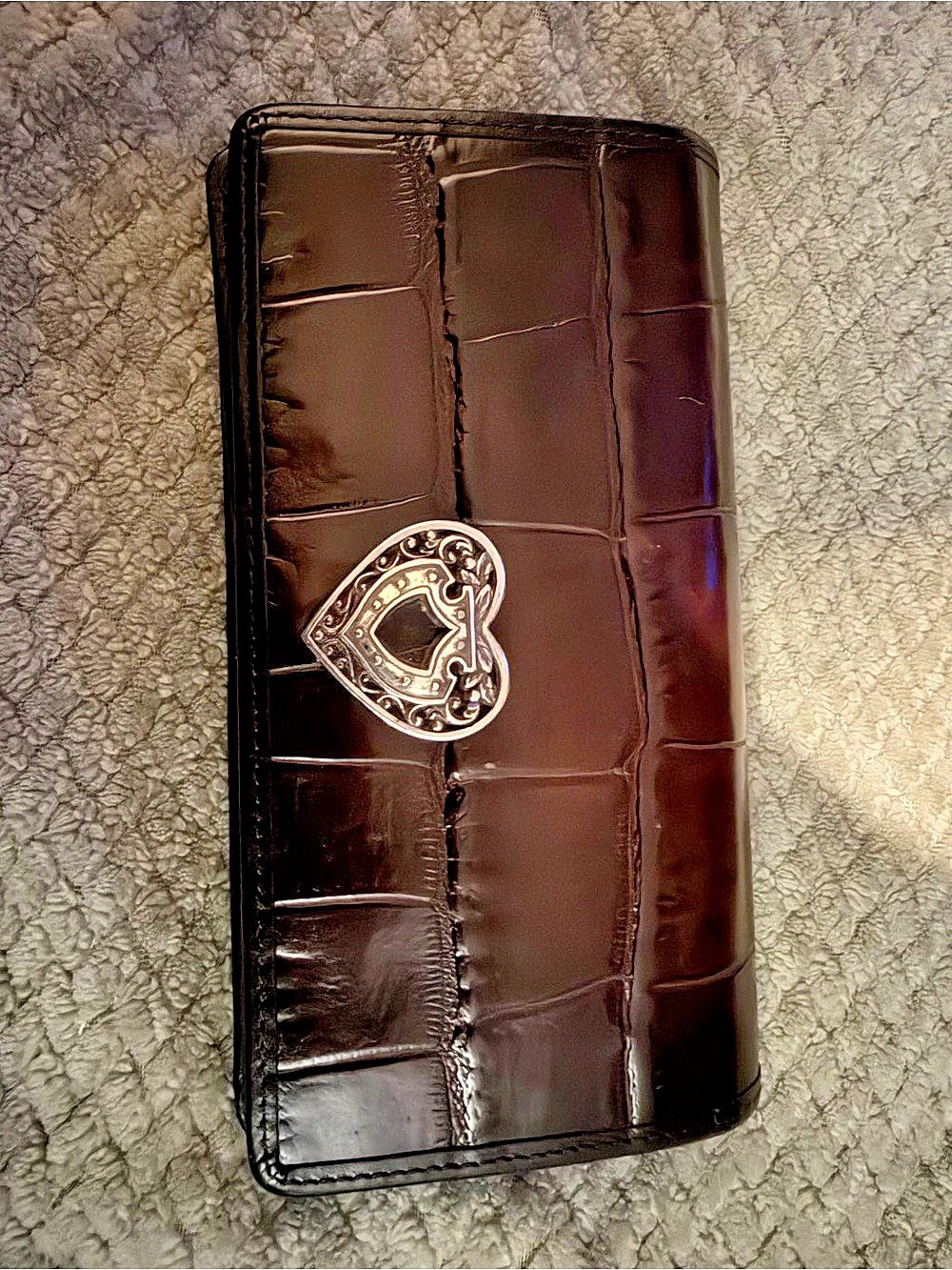 Brighton Croc-Embossed Leather Wallet in Brown